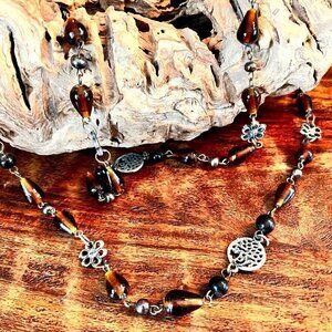 Vintage Long Coffee Colored Glass Hippie Beads